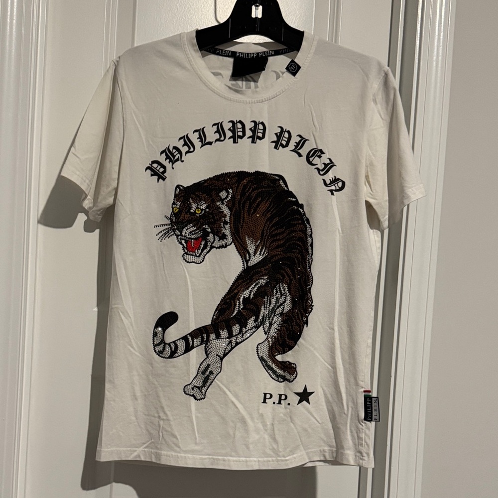Philipp Plein Cream Panther Graphic Tee